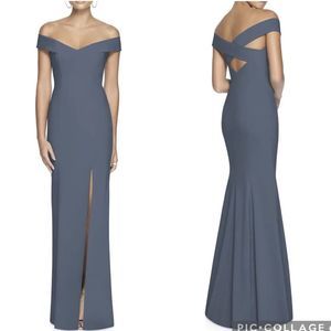 Dessy Collection 3012 Off The Shoulder Crossback Gown Silverstone 4